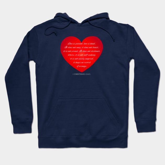 Inspirational Love Bible Verse Valentine's Day Calligraphy Hoodie by Jasmine Anderson